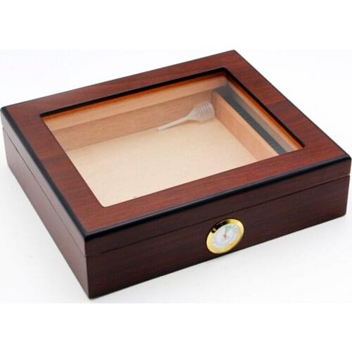 Wholesale Cedar Lined Travel Cigar Humidor With Humidifier Hygrometer Cigar Case Box Cigarette Red Cigars Humidors Portable