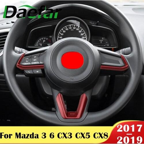 Car Steering Wheel Trim Sequins Cover Stickers for Mazda 3 6 CX3 CX-3 CX-5 CX5 CX8 CX 9 Axela ATENZA 2017 2018 2019 Accessories