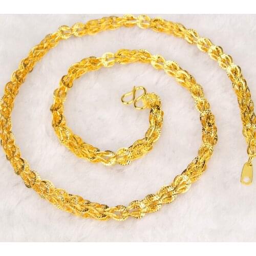 Peacock Tail Necklace Jewelry Ethiopian 18K Gold Necklace for Man Women Africa Jewelry Eritrea Chain Thin Link Friends Chain