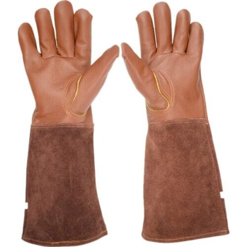 Rose Pruning Gloves for Men and Women Extra Long Breathable Goatskin Leather Thorn Proof Gardening Gauntlet Gloves