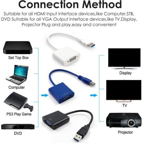 USB 3.0 To VGA Multi-Display Adapter Converter External Video Graphic Card Portable USB To VGA Converter Accessories