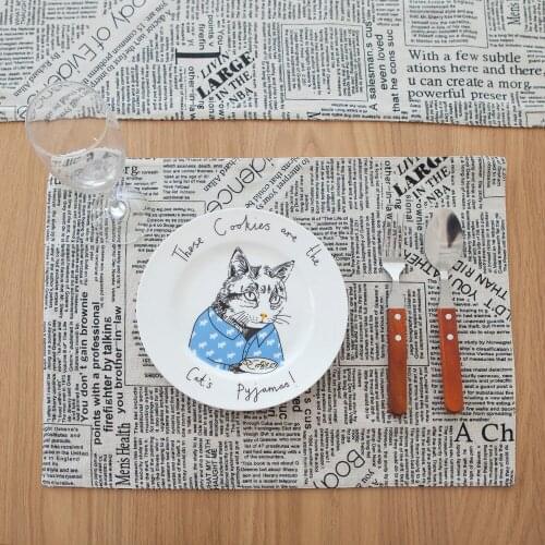 Scandinavian style placemat pad heat pad tea towel napkins Western, Japanese, retro cotton English newspaper placemat