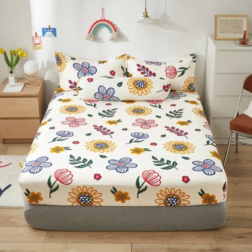 Bonenjoy Queen Size Fitted Bed Sheet with Elastic Band King Size Bed Cover Floral Style sabanas cama 150 Sheets (no pillowcase)