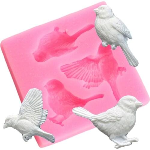 3D Birds Silicone Mold Animals Chocolate Gumpaste Moulds Cupcake Topper Fondant Cake Decorating Tools Polymer Clay Candy Molds