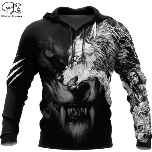 PLstar Cosmos Animal Hunting Wolf Tattoo Hunter Camo Autumn Tracksuit Harajuku 3DPrint Men/Women Streetwear Hoodies Pullover N11