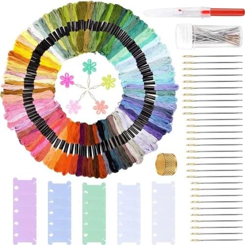 LMDZ 162 Pcs Embroidery Starter Kit, Embroidery Kit with 100 Colors, Embroidery Floss Cross Stitch Threads, Embroidery Floss