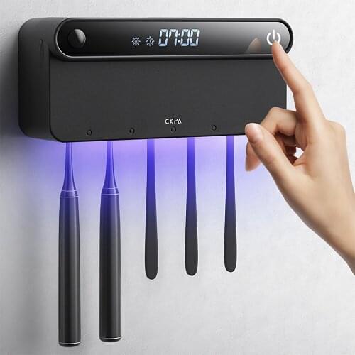 Intelligent Toothbrush Holder Sterilizer Wall Mounted Timming UV Disinfection Toothbrush Disinfectant Holder With LED Displayed