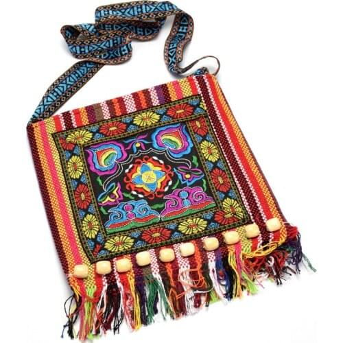 Vintage Embroidered Small Flip Crossbody Bag Cell Phone Pouch for Women Womens Fringe Tassel Handbag Wristlet Wallet Bag