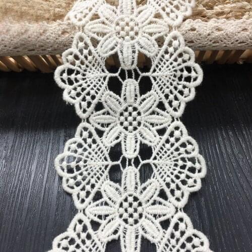 15yds 8.8cm Water Soluble Lace Trim Ribbon Cotton Lace Embroidered Dress Sewing Accessory DIY Handmade Beige Guipure Lace Fabric