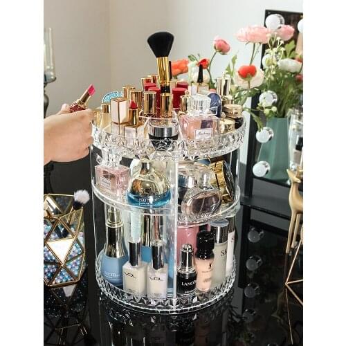 Rotating Cosmetic Storage Box Home Decoration Desktop Dressing Table Cosmetic Rack