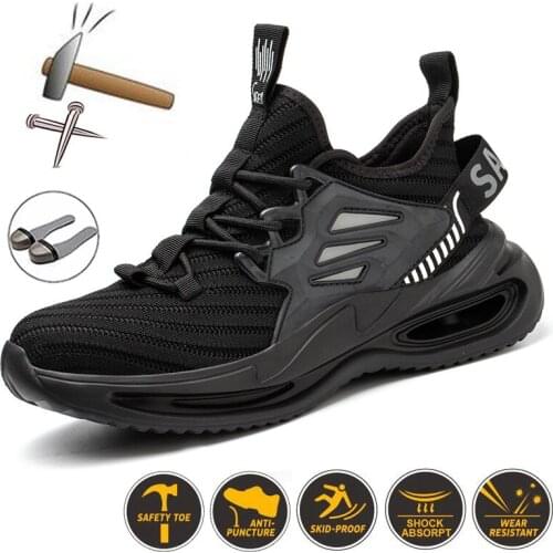 Safety shoes, lightweight, large size 37-50, mens protective shoes, steel toe cap, puncture-proof womens work boots work shoes