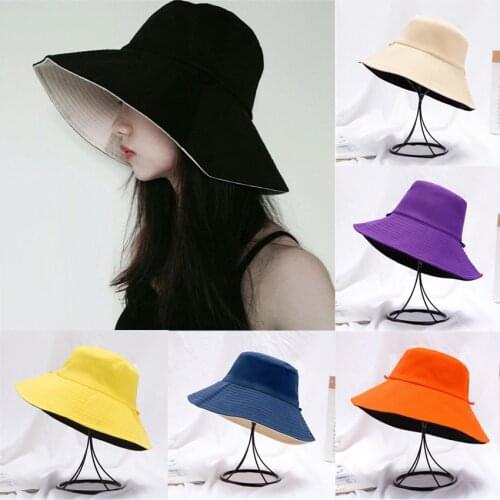 Spring Summer Hats For Women Double Side Bucket Hat Korean Fashion Candy Color Sunscreen Outdoor Fishman Hat Beach Cap