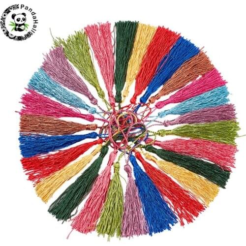 Pandahall 1 Set Polyester Tassel Pendant Decorations for Jewelry Findings DIY Making Mixed Color 130x6mm Tassel: 80m