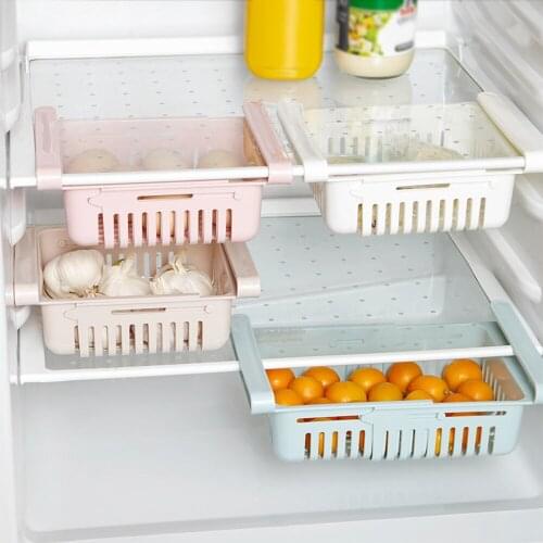 1PC Adjustable Stretchable Refrigerator Organizer Drawer Basket Pull-out Drawers Fresh Spacer Layer Storage Rack OK 1197
