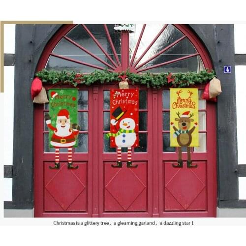 1PC Christmas Fabric Hanging Flags Window Pendant Home Wall Dress Up Ornament Xmas Festival Santa Claus Decoration Flags QA 245