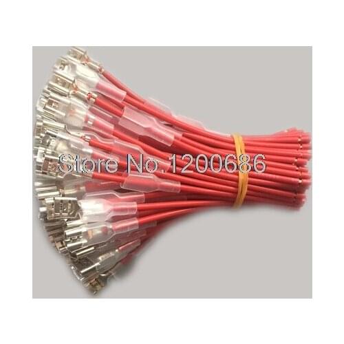 10CM Switch plugs 6.3mm terminals plugs battery connection cable 50 piece red 0.75MM2 wire