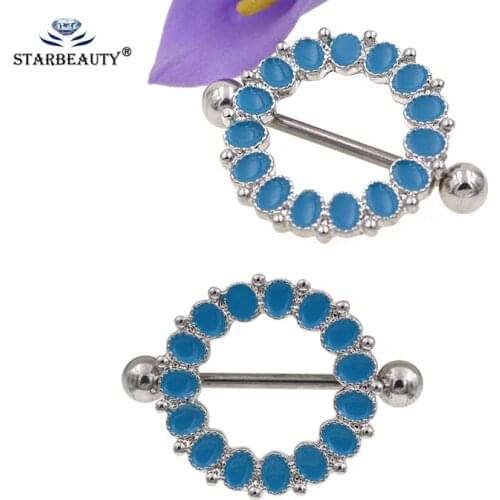 2Pcs Blue Moon Nipple Piercing Mamilo, Sexy Women Nipple Ring Body Jewelry Unique Nipple Piercings Rings Jewellery