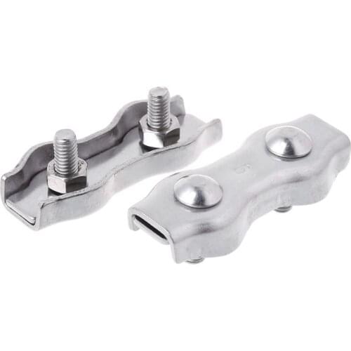 2021 New 2pcs Stainless Steel Wire Rope Clips Double Grips Cable Clamps For Wires 2mm 3mm 4mm 5mm 6mm