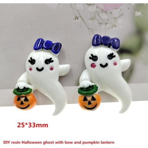 20pcs/lot DIY resin ghost with pumpkin lantern for kids hair clothes accessories resin cabochons resin charms