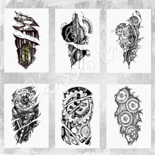 21 x 15 cm 3D Machine Robot Arm Men Tattoo Temporary Tattoo Stickers Men Decoration Body Cool Decoration