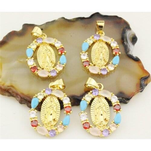 23*20mm 10pcs/lot Hot sale cz pendant, colorful cubic zircon charm component, fashion cz religion charm jewelry