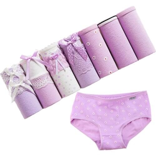 7 Pcs/lot Sexy Panties Women Underwear Cotton Briefs Print Seamless Lingeries Cueca Shorts Underpant Girls Ladies Thong Tanga