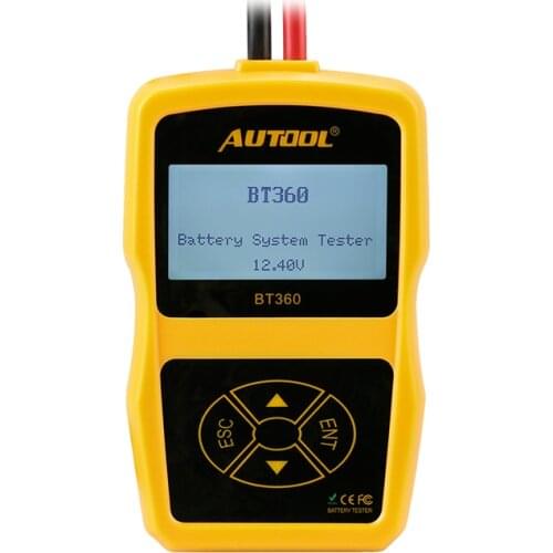 Car Battery System Tester AUTOOL BT360 12V Support 2000 EN/CCA Battery Charging System Tester Multi-Language Spanish Russian