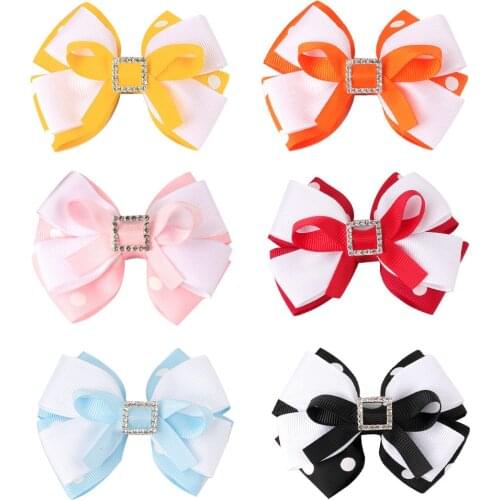 Oaoleer 3.5 Inches Boutique Handmade Colorful Solid Ribbon Grosgrain Hair Bow With Clips For Kids Bowknot Hair Accessories