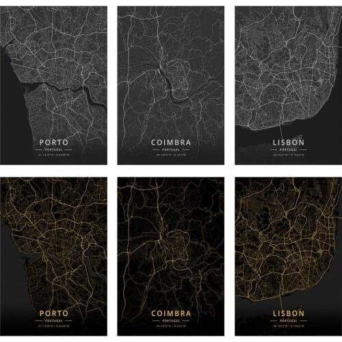 Portugal Map Diamond Painting Cross Stitch 5D DIY Full Square Drill City Coimbra Lisbon Porto Diamond Embroidery Home Decor