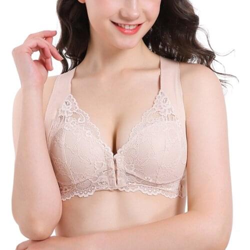 Front Closure Bra with Floral Lace Lift Stretch 5D Shaping Seamless Bra Push up Full Coverage Underwear for Big Cup M2