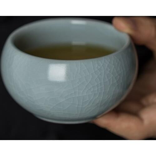 Ru Kiln Meditation Cup Kung Fu Tea Set Cup Master Cup Single Cup Gracked Glaze Can Raise Teacup Ceramic Teacups Tea Set Shop