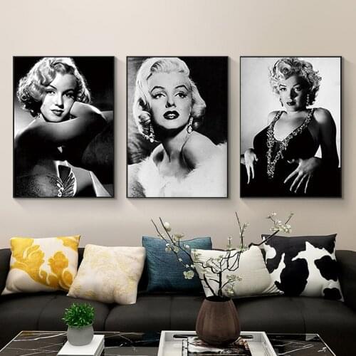 Marilyn Monroe Black and White Photo Vintage Canvas Painting Posters and Prints Wall Art Picture for Living Room Home Decoration
