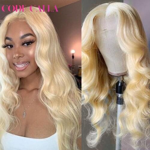 Code Calla Hair 13x4 Preplucked Lace Frontal Wig Human Hair Long 26 28 30 32 Inch 613 Blonde Body Wave Brazilian Lace Front Wigs