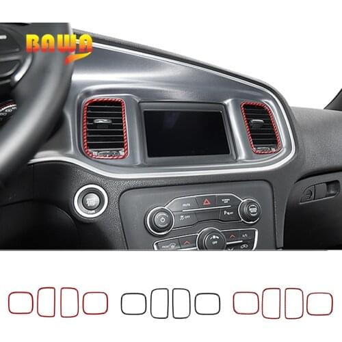 BAWA Center Console Air Conditioner Air Outlet Decorative Ring Stickers Internal Accessories For Dodge Charger 2011