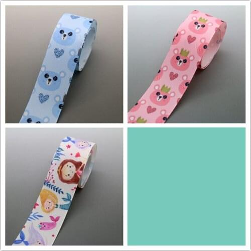 DHK 1.5'' 5yards Bear girl animal Printed Grosgrain Ribbon Accessory Hairbow Headwear Decoration DIY Wholesale OEM 38mm C1682