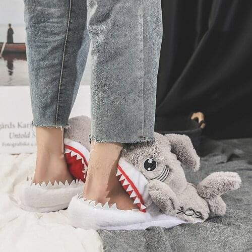 Winter Warm Soft indoor floor Slippers Women Men Children slippers Shoes Paw Funny Christmas Monster Shark Plush Home Shoes gift
