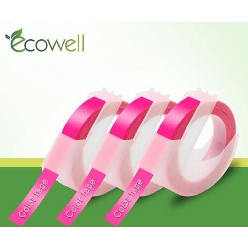 Ecowell 9mm Fluorescent Pink for Dymo 3D Plastic Embossing Tape compatible for DYMO Motex E-101,E-202 ,1610,1880, Label printer