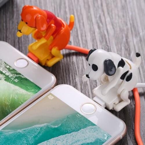 FLOVEME 2021 NEW Creative Cute Humping Moving Spotty Dog Toy Smartphone Cable Charger Data Charging Line Cell Phone Accessories