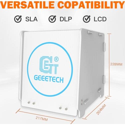 Geeetech UV curing box for LCD/DLP/SLA 3D Resin Printer Model, 360°Driven Turntable, Intelligent Time Control, 217×204×228mm
