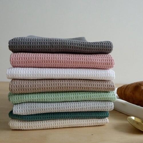 Hputexine 45-65cm 2PCS/Lot Cotton Waffle Embroidery Kitchen Towel Dish Towel Cleaning Cloth Tea Towel