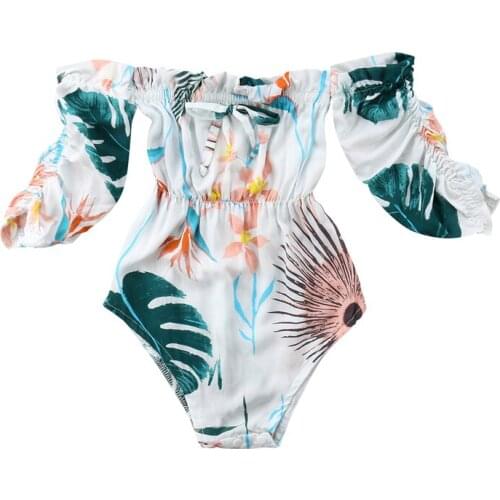 Newborn Baby Girls Long Sleeve Off shoulder Floral Rompers Jumpsuit Sunsuit Summer Clothes