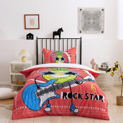 Cartoon Anime Fruit Bedding Set Printed Pillow Case Quilt Cover Double Size Home Textile Decoration Kids Room Duvet Cover Set