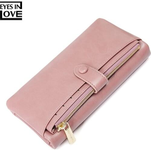 Retro Zipper Clutch Wallets for Women Coin Purses Card Holder Phone Pocket Long Purse Fashion Oil Leather Female Wallet Carteira