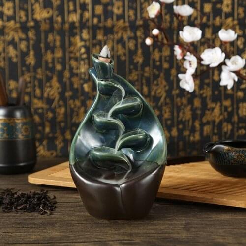 Lotus Leaf Continuous Backflow Incense Burner Sandalwood Zen home ornaments