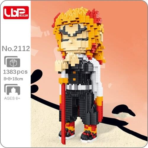 LBP 2112 Anime Demon Slayer Rengoku Kyoujurou Monster Warrior 3D DIY Mini Diamond Blocks Bricks Building Toy for Children no Box