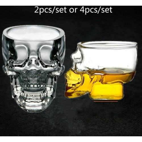 75ml Skull Wine Glass 2pcs or 4pcs Set Creative Vodka Whiskey Cup Bar Ktv Bullet Cup Christmas Party Shot Glass Set
