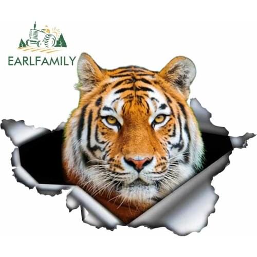 EARLFAMILY 13cm x 9.5cm For Torn Metal Tiger Fine Decal Car Styling Stickers Waterproof Vinyl Material Occlusion Scratch Decor