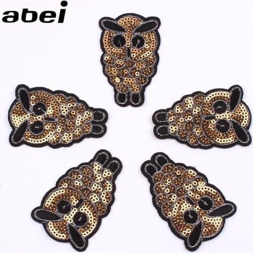 10pcs Sequined Owl Patch Cartoon Animal Sticker Apparel Garments Sewing Accessories DIY Fabric appliques Jeans Bags Pants Badge
