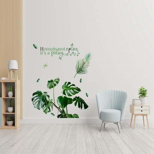 Wall Sticker Removable Window Decal Leaf Pattern Self-Adhesive Bedroom Decor Living Room Wall Sticker PVC Plastic Home Deocr