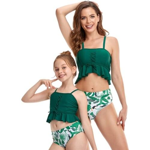 Fancy Mother And Daughter Tassel Swimwear Family Matching Swimsuit Girlstassel Two Piece Bikini Kid Baby Women Girl Bathing Suit